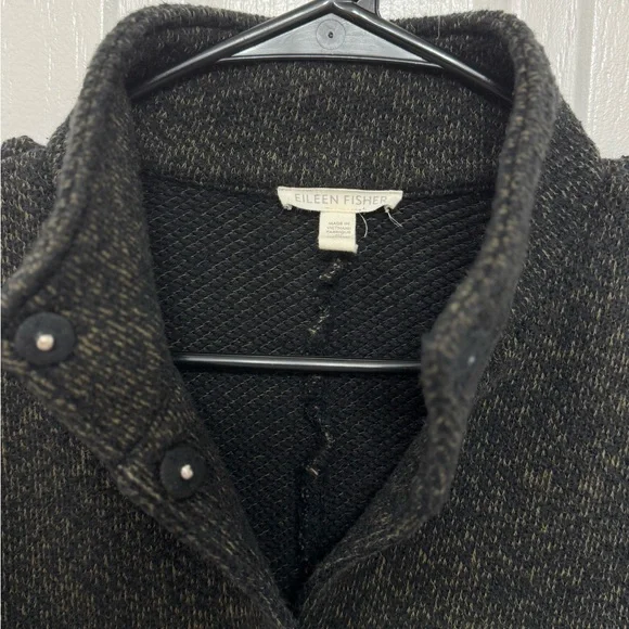 Organic Cotton Terry Stand Collar Jacket | EILEEN FISHER olive green size small - Picture 4 of 10